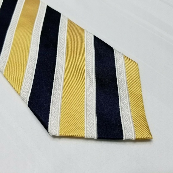 Stafford Other - Navy, Gold & White Silk STAFFORD Striped Tie